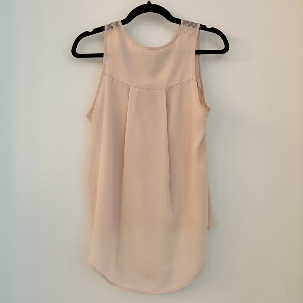 Anthropologie Maeve Blush Pink Swiss Dot Hi Lo Sleeveless Blouse Size 2 - Picture 7 of 7